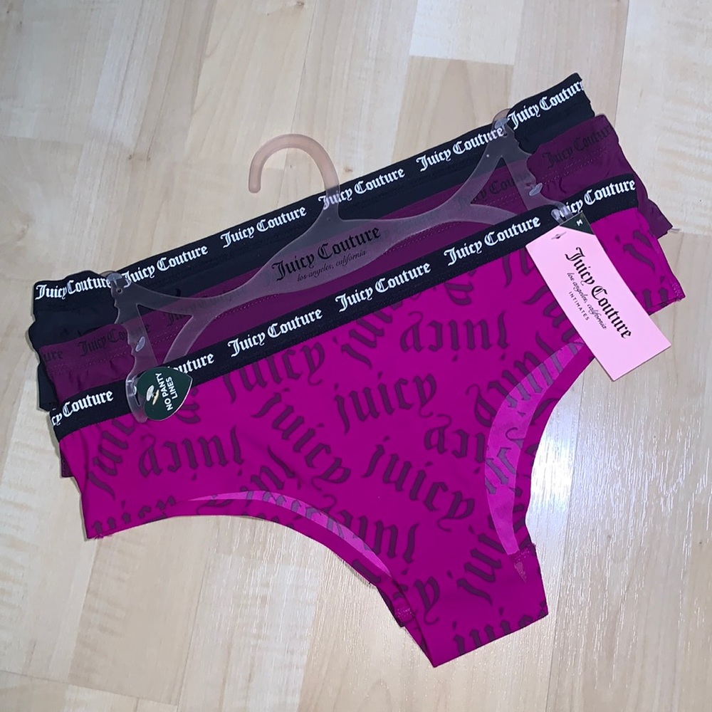 JUICY COUTURE CHEEKY Laser Cut Peak a boo back Panty 3 set